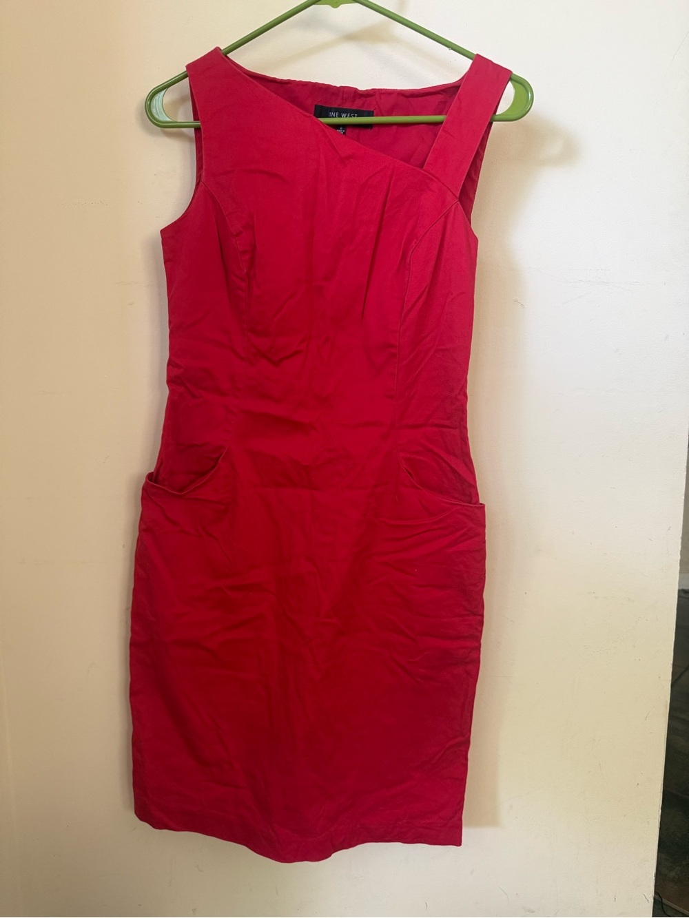 Nine West One-Shoulder Red Sheath Dress